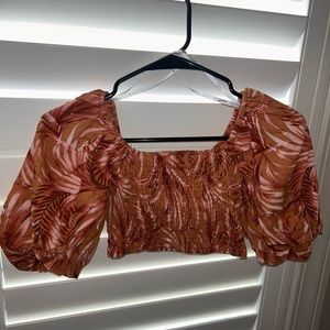 Mink Pink Orange Patterned Crop Top